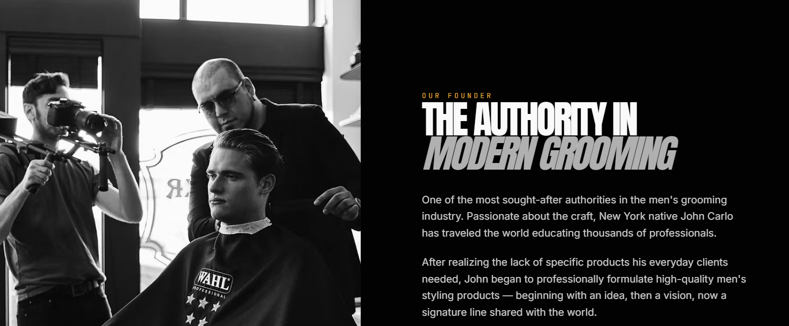 John Carlo working behind the chair during a professional grooming session